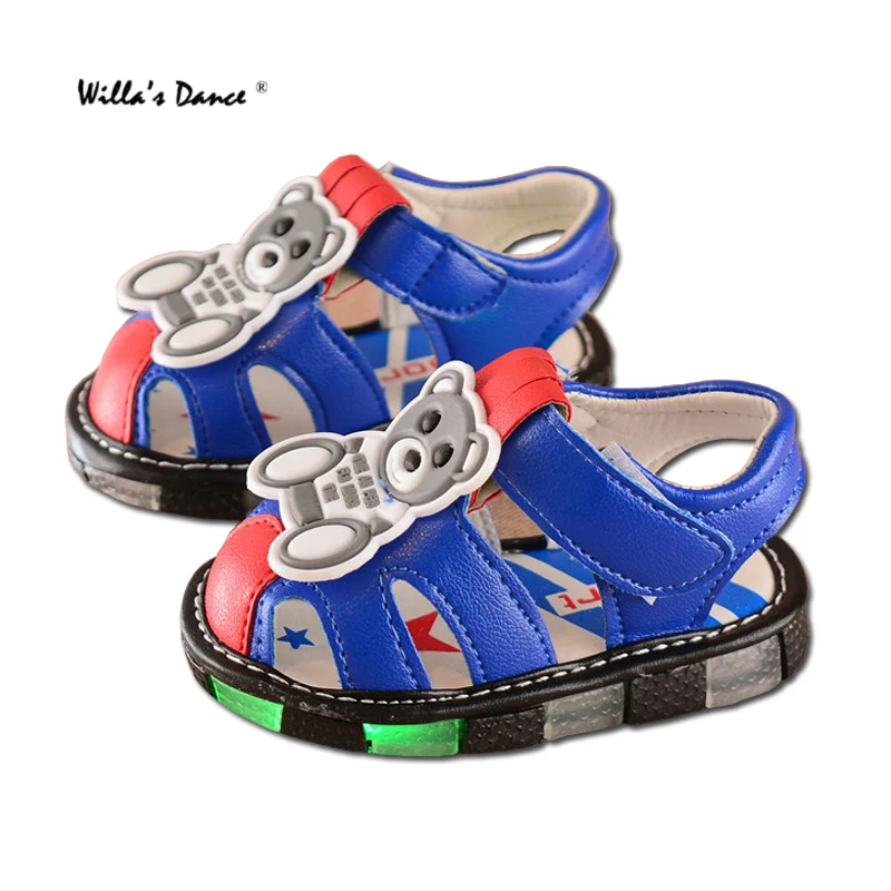 High quality Baby Boys Sandals 2017 Summer Leather Led Glowing Shoes