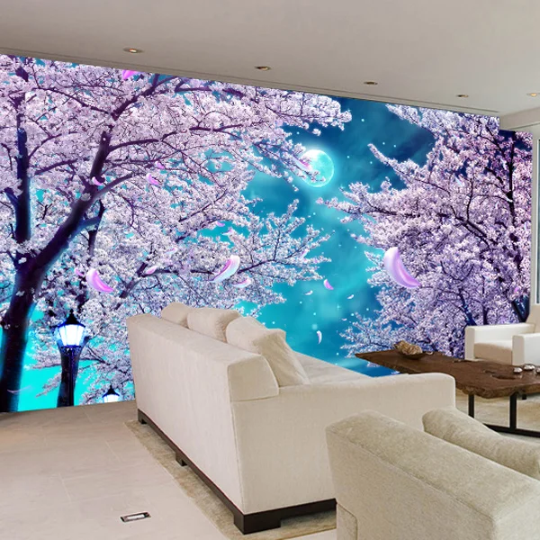 Пользовательские размеры фото мечта пейзаж 3D гостиная диван проходу кофе дом супермаркет Сакура цветы обои росписи