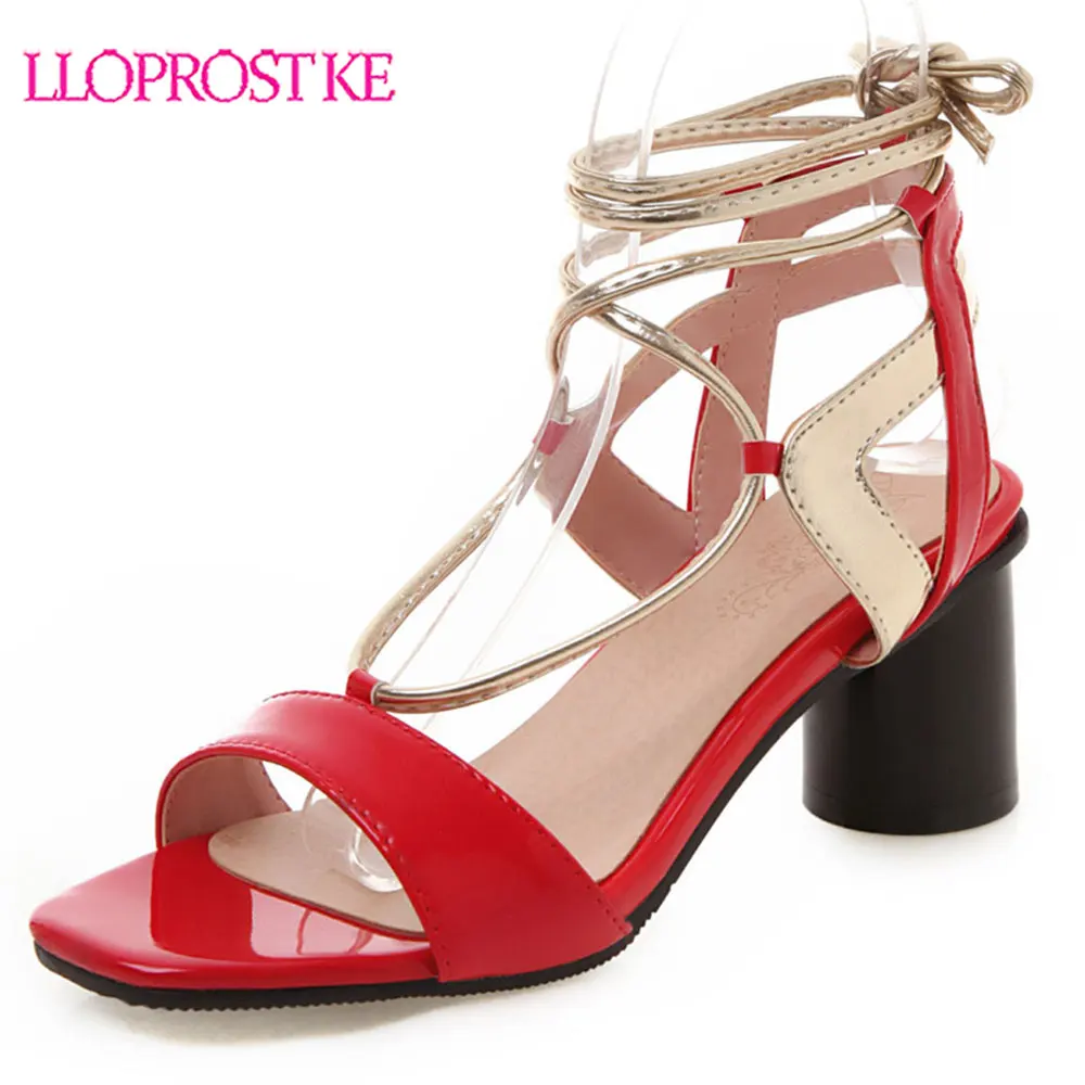 

Lloprost ke large size 31-43 new summer sandals women ankle strap thick high heels shoes mixed colors ladies shoes women sandals