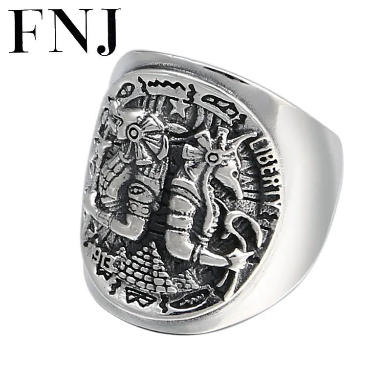 

FNJ 925 Silver Ancient Egypt Ring New Fashion Original S925 Sterling Silver Rings for Men Jewelry Adjustable Big Size USA 8-13