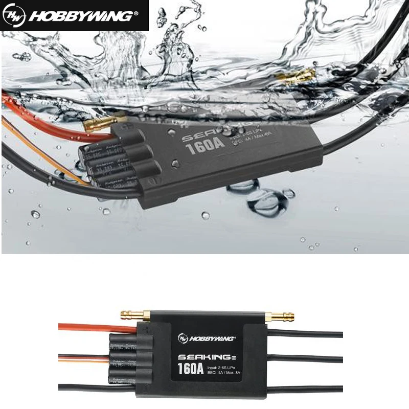 

1pc Hobbywing SeaKing Pro V3 160A Waterproof 2-6S Lipo 4A BEC Speed Controller Brushless ESC for RC Racing Boat