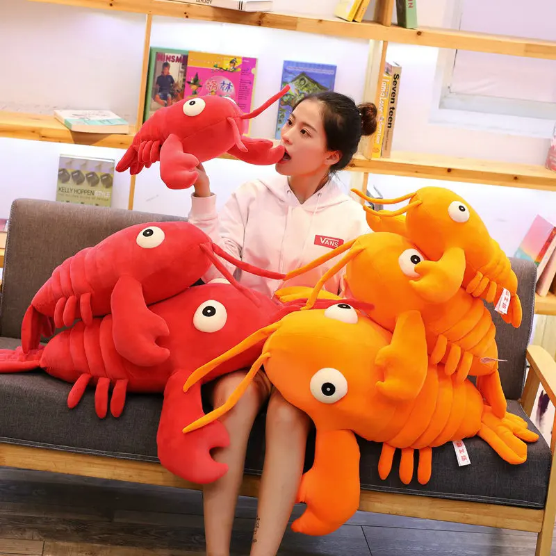 80 см милые настоящие плюшевые игрушки омаров, кукла, набитая морским животным, подушка в виде омара, креативные мягкие детские игрушки