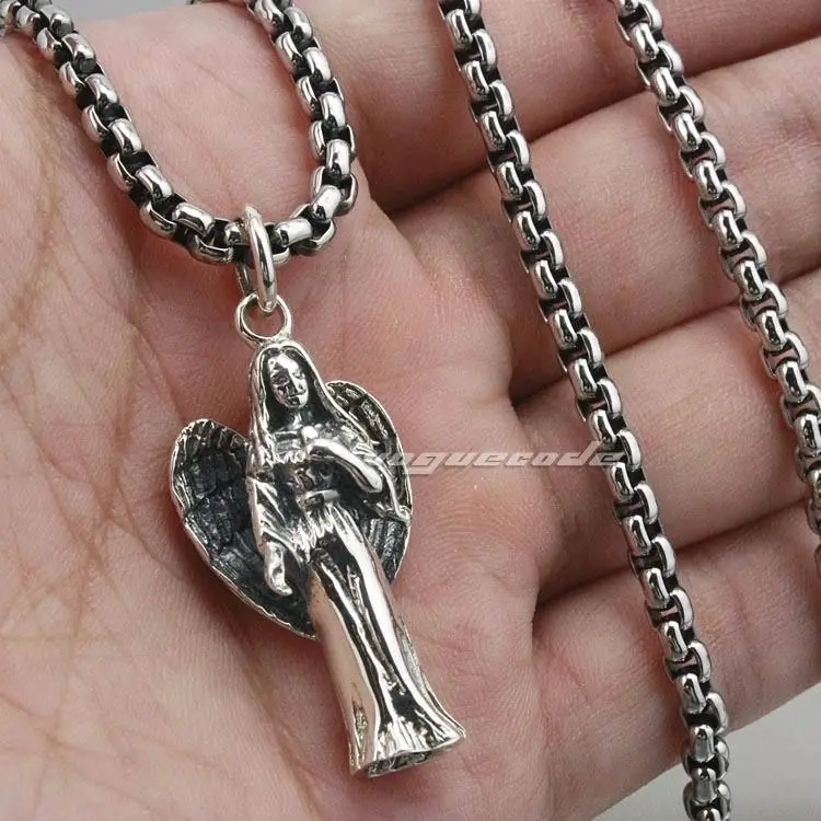 

Virgin Mary Madonna 925 Sterling Silver Mens Biker Pendant 8A003(Necklace 24inch)