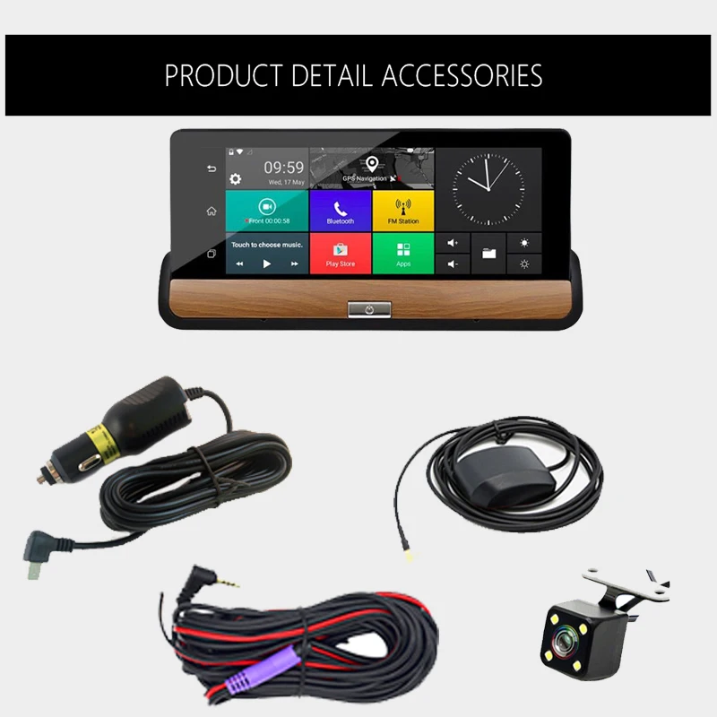 Автомобильный видеорегистратор 3G 7 дюймов Full HD 1080P GPS навигация Android 5 0 Bluetooth Wi Fi с