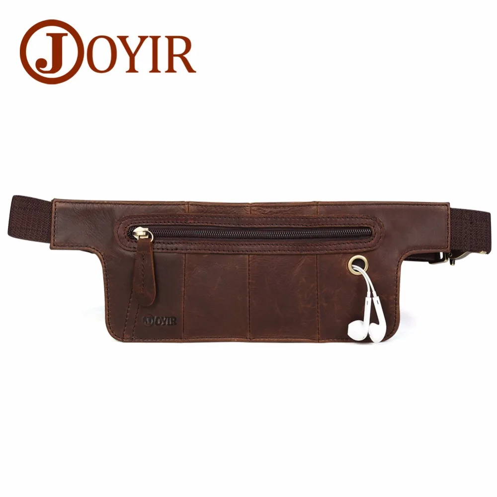 JOYIR جلد أصلي للرجال الخصر حزم خمر سستة الخصر حقيبة للهاتف الحقيبة السفر الرجال Crossbody حقيبة صدر للرجال مع سماعة هول