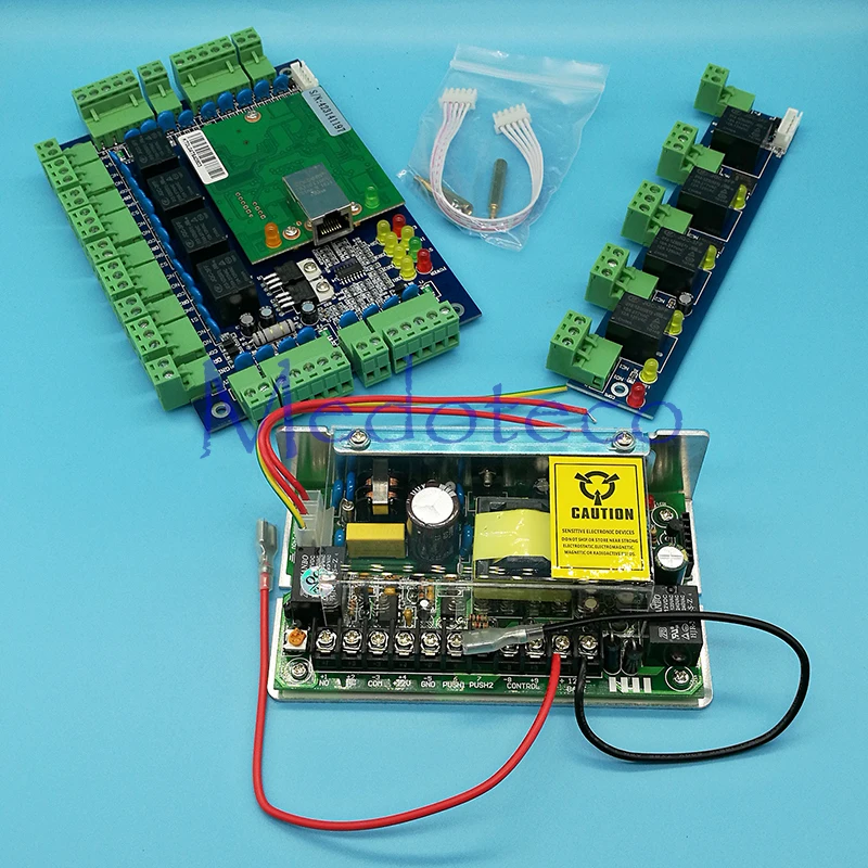 TCP/IP Four Door Access Control Panel System+12V5A uninterrupted battery function Power Supply + Alarm Expension Panel L04