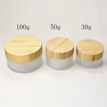30 г 50 г 100 г матовый стеклянный крем пустая банка экологический друг бамбуковая крышка крем для ухода за кожей упаковочный контейнер для косметической продукции