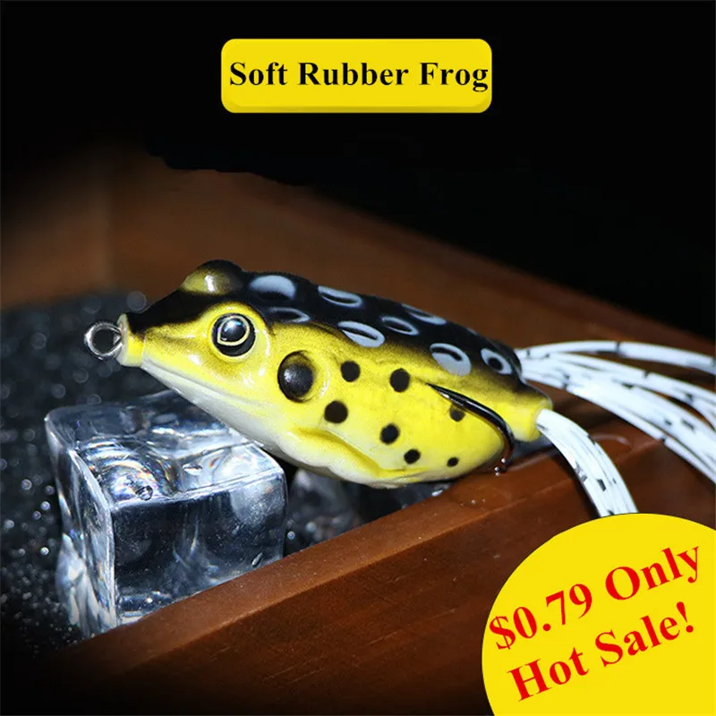 Professional 3D Eye Snakehead Frog Lures Soft Rubber Topwater Frog Lures with Silicone Tails  4cm 5cm 6cm Artificial Frog Baits (8)