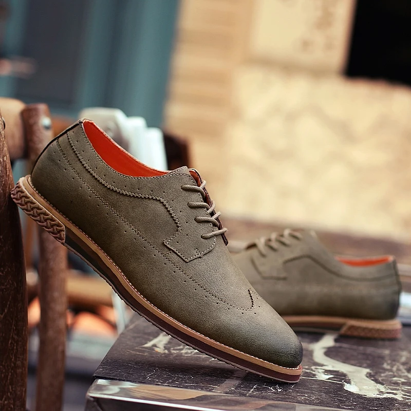 fashion suede leather men shoes elegant male footwear italian office leisure moccasins dress classic brogue oxford shoes for men (24)