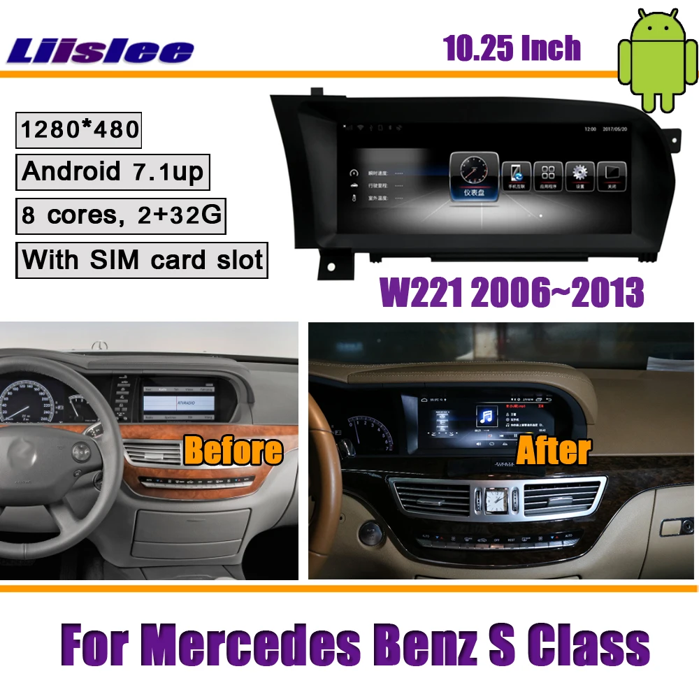 Liislee 10,25 дюймов Android 2+ 32G автомобиль для Mercedes Benz S класс W221 2006~ 2013 Стерео gps NAVI карта навигация Мультимедиа