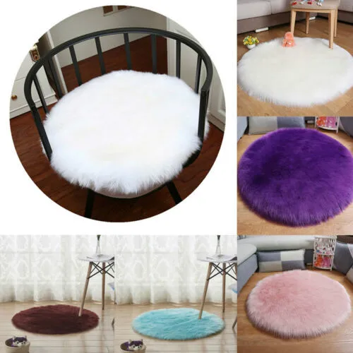 

Urijk Pink Soft Faux Fur Wool Living Room Sofa Carpet Plush Carpets Bedroom Cover Mattress Xmas Door Window Round Rugs Carpets