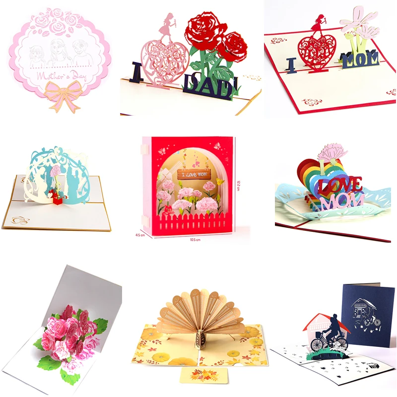 

1pcs/lot Teacher's Day Greeting Card Birthday Blessing 3D Creative Mother's Day Father's Day Thanksgiving Card Invitation Card