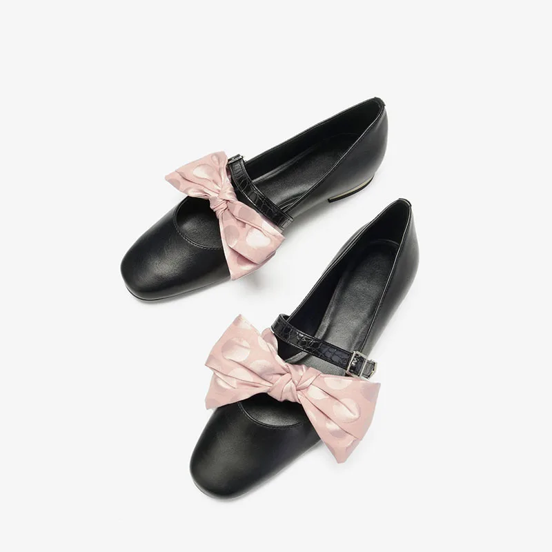 

Shoes Women Flats zapatos de mujer 2019 Mary Janes shoes with Bow Brand Ladies footware chaussures femme Low Heels Pink Elegant