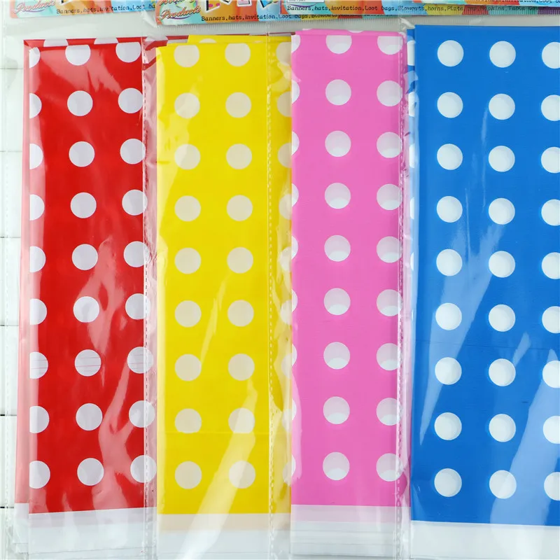 

4 color lovely polka dot plastic polka dot tablecloth 1 pcs/lot for kids happy birthday party decoration 108*180cm tablecover