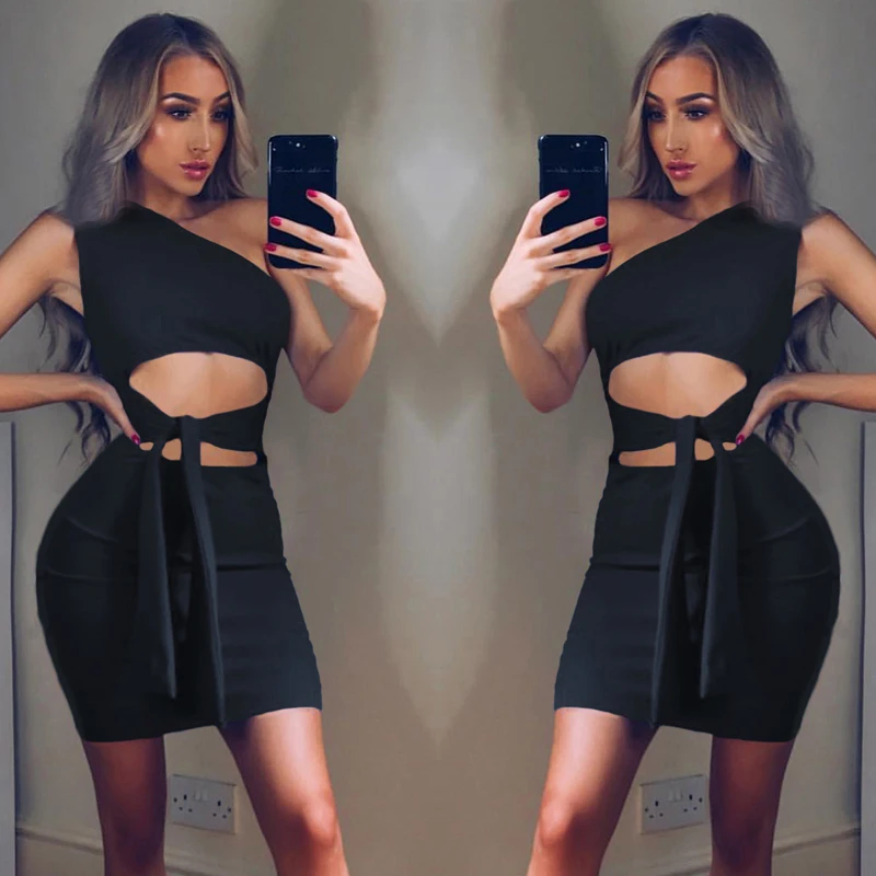 Модные женские платье Новый стиль сексуальное одноцветное роковой Vestido De Festa