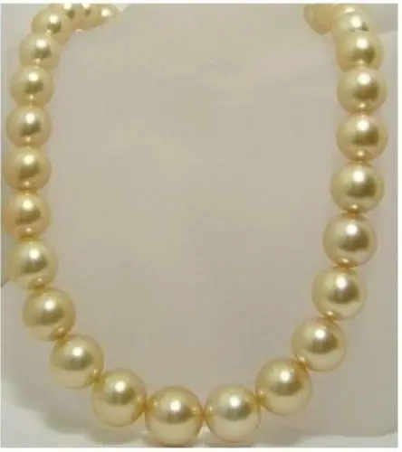 

Hot sale new Style >>>>>17 INCHES AAA 10-11mm south sea golden pearls necklace 14KGP