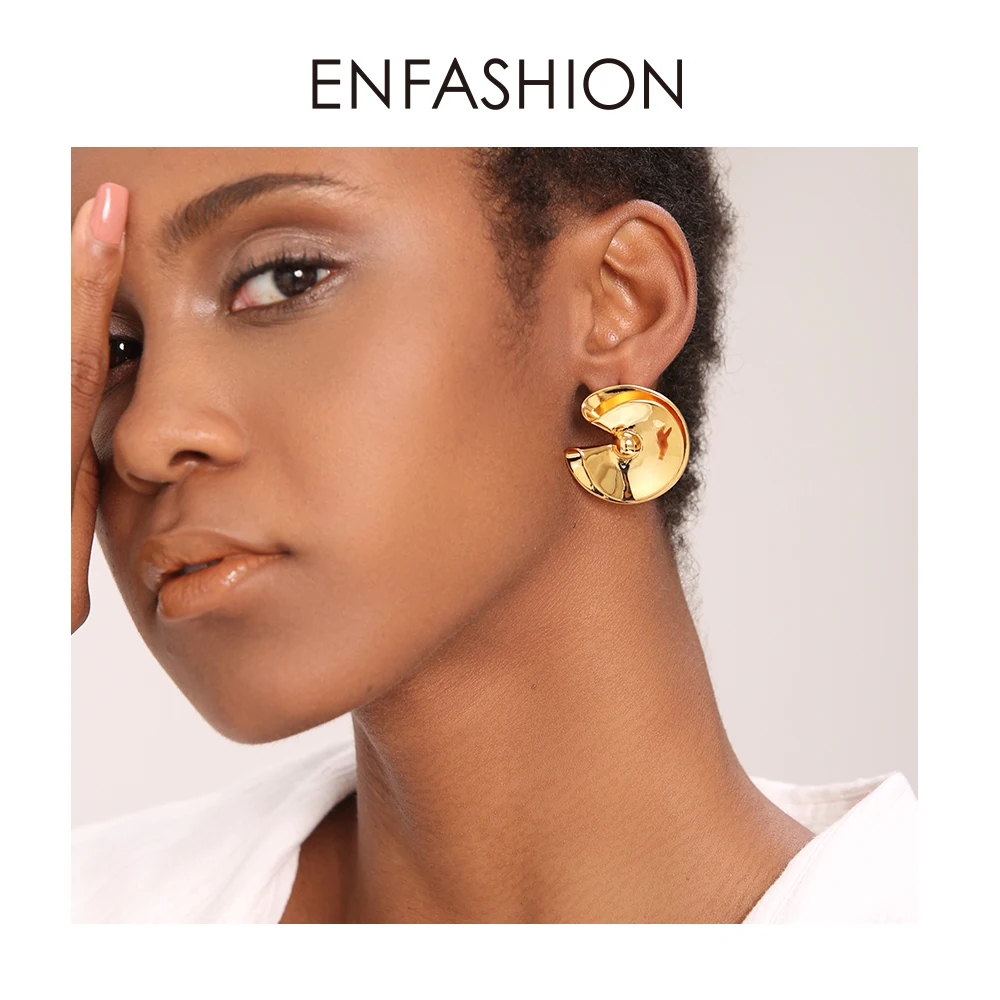 Enfashion, серьги-гвоздики для женщин, подарки, трендовые, золотой цвет, латунь, милые серьги круги, модные ювелирные изделия Oorbellen EF1074