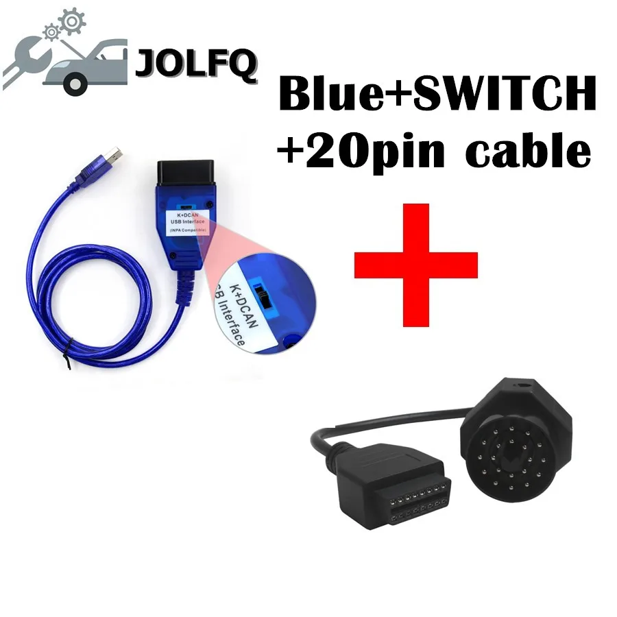 10 шт./лот для BMW INPA K + CAN с FT232RL чип D USB OBD Интерфейс LINE протокол 20PIN кабели самой
