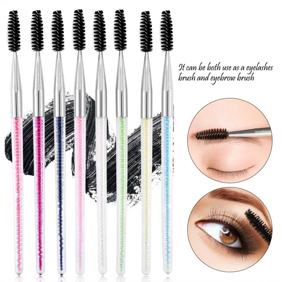 8PCs Crystal Eyelash Eyebrow Brush Set Bendy Eyelash Comb Mascara Spiral Wands Applicator