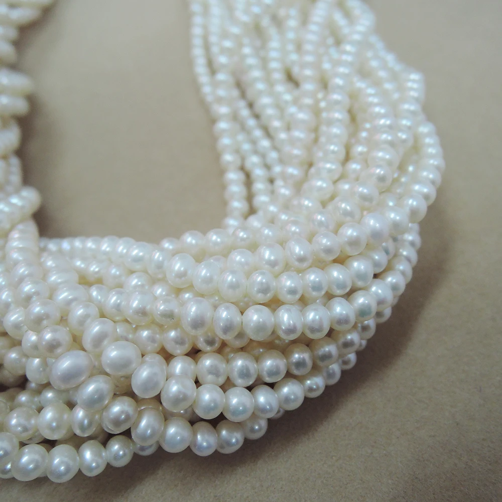 4-5 mm MINI FRESHWATER  round PEARL BEADS in strand100% NATURE freshwater pearl -AAA good quality