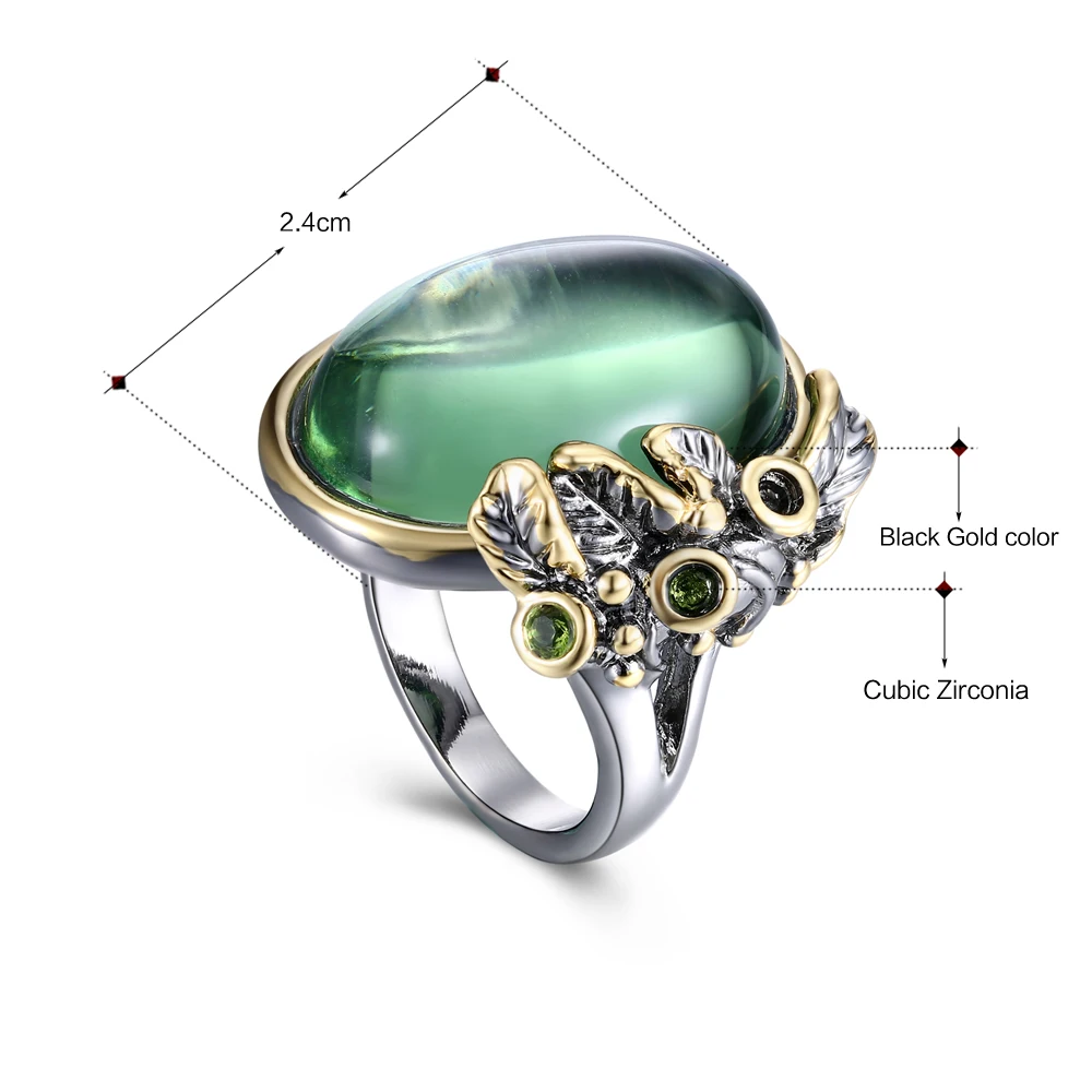 Лучший подарок для мамы большое овальное кольцо с зеленым камнем классическое Королевское Украшение Ювелирные изделия Высокое качество большой лист кольцо для женщин