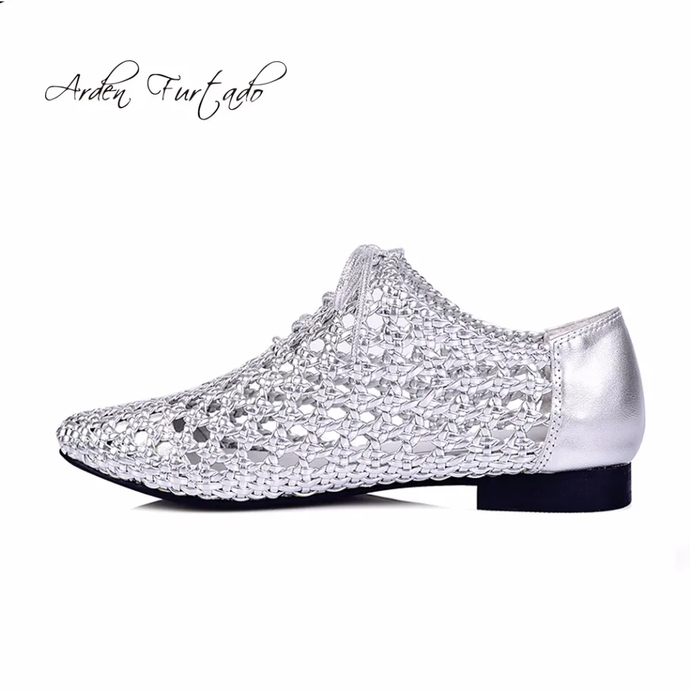 

Arden Furtado 2018 fashion spring summer genuine leather shoes woman flats women casual shoes Moccasins Ladies gold clogs shoes