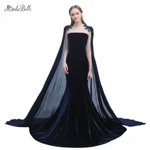 Modabelle Бисероплетение блестками темно-синие вечерние платья с накидкой Avond Jurk размера плюс Вечерние платья Robe Soiree Grande Taille