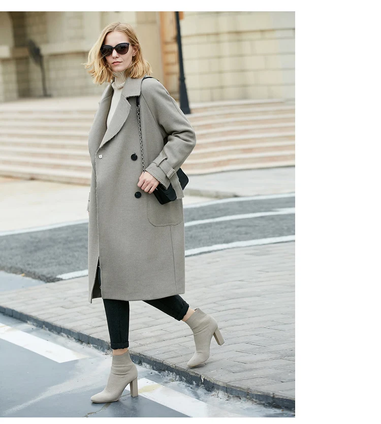 Amii минимализм Хепберн Стиль корейский шерсть шерстяное пальто Зима Новое Женское пальто средней длины