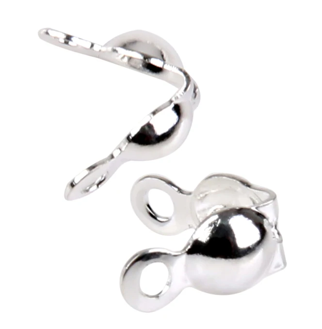 Silver Tone Bead Tip Clam Shell Knot Covers Jewelry Making DIY Pack of 60PCS