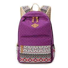 Fashion Women Backpack for School Teenagers Girls Vintage Stylish Ladies Bag Backpack Female Purple Dotted Printing School Bags