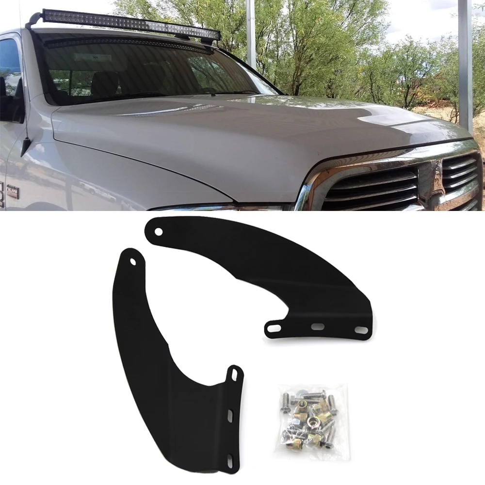 

52 inches Curved LED Light Bar Upper Roof Windshield Mounting Brackets Fit Dodge Ram1500 2002-2008 and 2500 3500 2003-2009