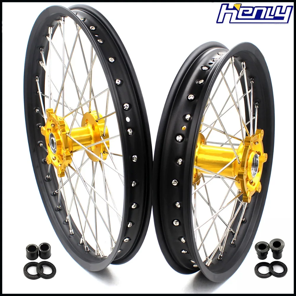 21/19 CNC SPOKED MX WHEELS SET FOR SUZUKI DRZ400 00 04