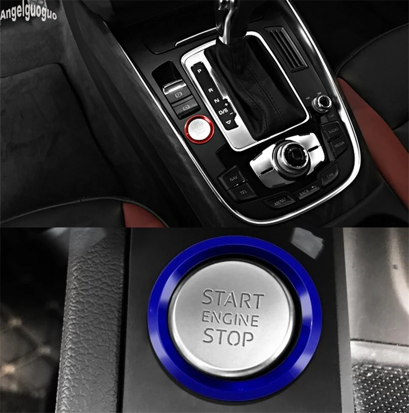 Для AUDI Q5 A5 A7 A4L A6L красный/синий автомобильный двигатель стартовый стоп кольцо без ключа система запуска кнопка декоративная крышка наклейка для автомобиля Стайлинг