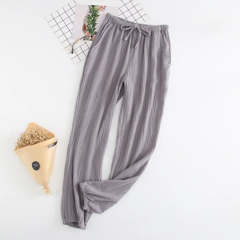 ZDFURS* пара, хлопок, марлевые креповые штаны для сна, новая пара, хлопок, марлевые креповые пижамные штаны, шорты, женские штаны - Цвет: Female gray