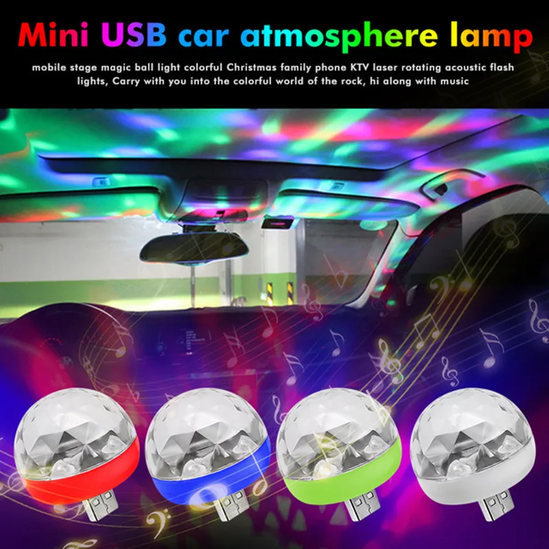 

LED Car USB Atmosphere Light DJ RGB Mini Colorful Music Sound Lamp for USB-C Phone Surface Enjoy Football Match Mobile Phone