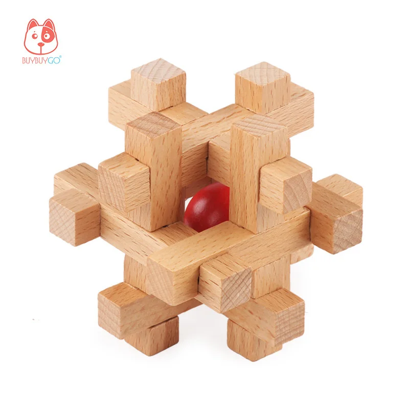 Wood Series Building Blocks Children's 3D Lock Toy Unlock Wooden Stereo