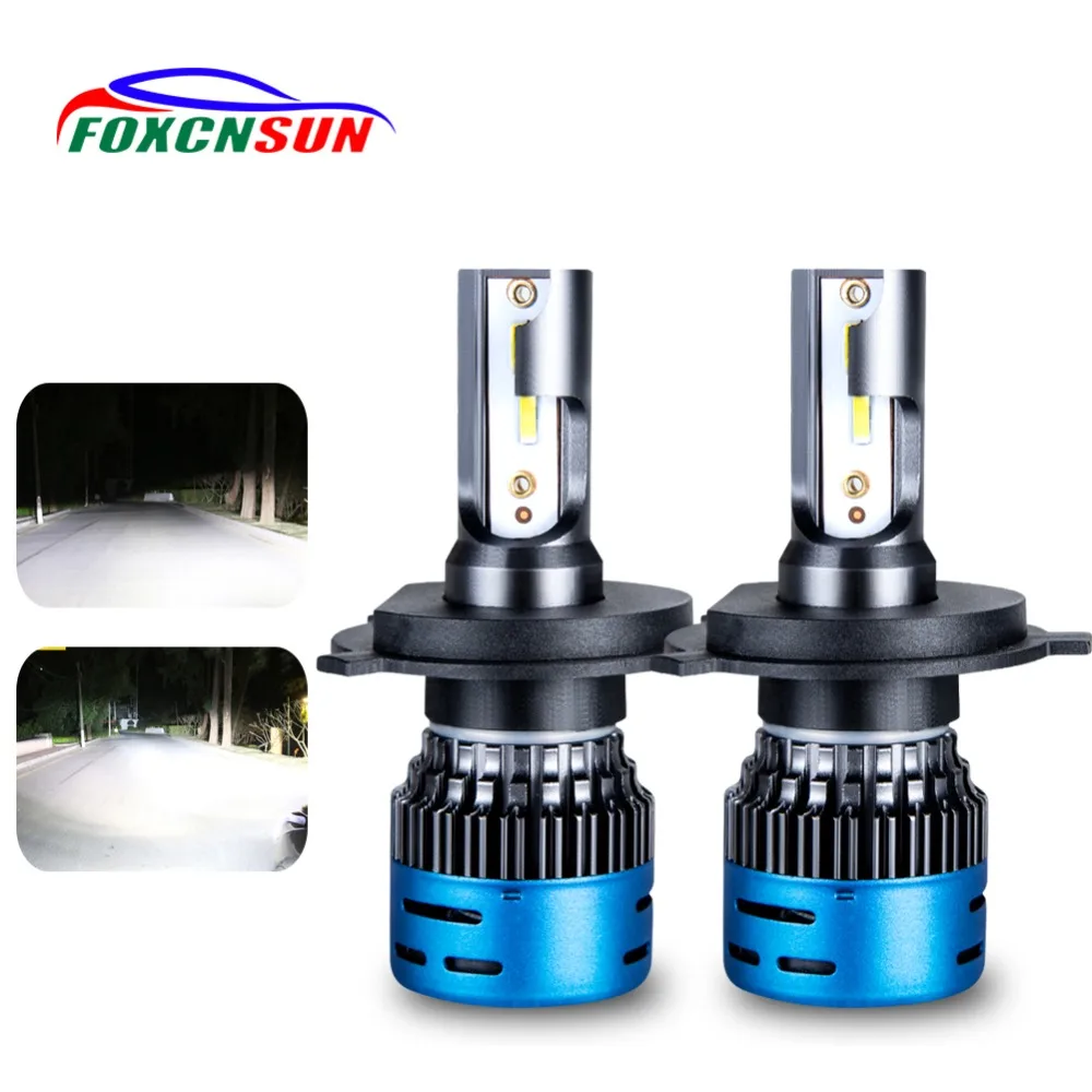 Foxcnsun светодиодный H7 6000K H4 Автомобильные фары 1860 чип 9600LM H1 H11 H8 H9 9005 9006 DC 12V 24V 40W Мини