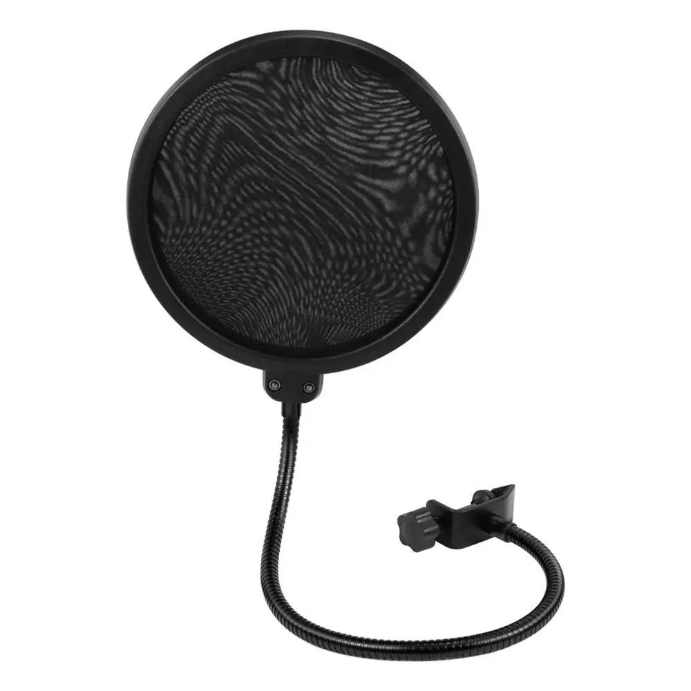 Двойной микрофон фильтр Маска щит с подставкой Клип Professional изоляции шум для аудио Studio Rrecording - Цвет: black