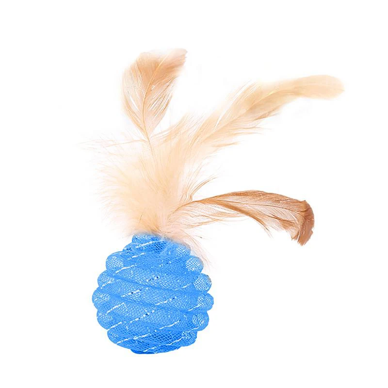 1 шт., креативный шар в форме ананаса, игрушка для домашних животных, Интерактивная линия для кошек, шар с перьями, шар для фитнеса с оболочкой, маленькая и портативная игрушка для домашних животных - Цвет: blue