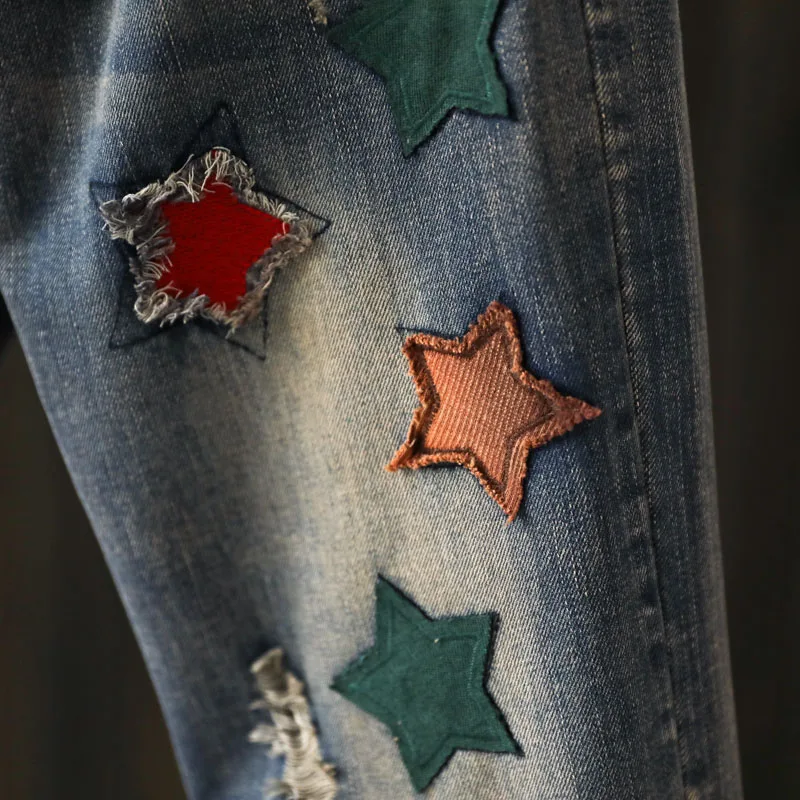 Весна Осень Mori Girl джинсы на шнуровке стрейч эластичный пояс женские хлопковые джинсовые шаровары ретро вышивка брюки для женщин