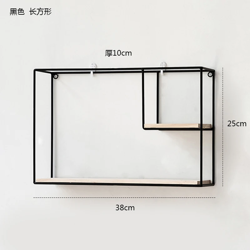 Деревянная железная настенная полка, настенный стеллаж для хранения, органайзер для кухни, спальни, домашний декор, детская комната, сделай сам, Настенный декор, держатель - Цвет: D