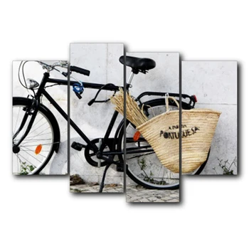 

Laeacco Retro-Bicycle Canvas Oil Paintings Prints Home Decoration Wall Art Poster Pictures For Living Room Bedroom No Frame