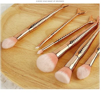 

Professional Pro Mermaid Make up Brushes Sets 6 PCS Foundation Blending Powder Eye Shadow Contour Blush Brushes Cosmetic Kits