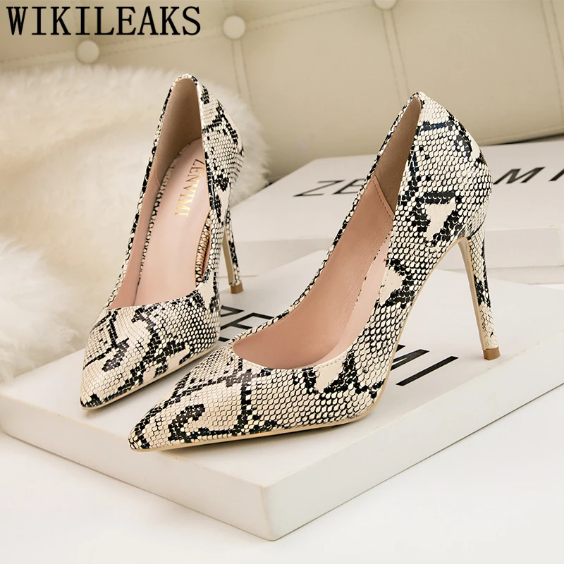 new arrival 2019 snake print sexy heels party shoes fashion heels elegant shoes fetish high heels women pumps evening shoes buty