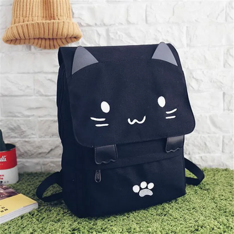 Mochila con estampado de gato de dibujos animados estilo Harajuku Mochila para estudiantes de escuela secundaria Mochila de lona para mujer Mochila para niñas Mochila Mochila con estampado de gato de dibujos animados estilo Harajuku Mochila para estudiantes de escuela secundaria Mochila de lona para mujer Mochila para niñas Mochila