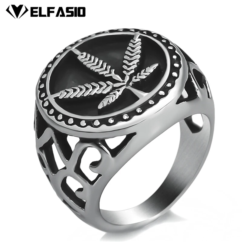 Mens Boys Stainless Steel Ring Weed Marijuana Cannabis Leaf Symbol Fashion Jewelry Size 8-13 | Украшения и аксессуары