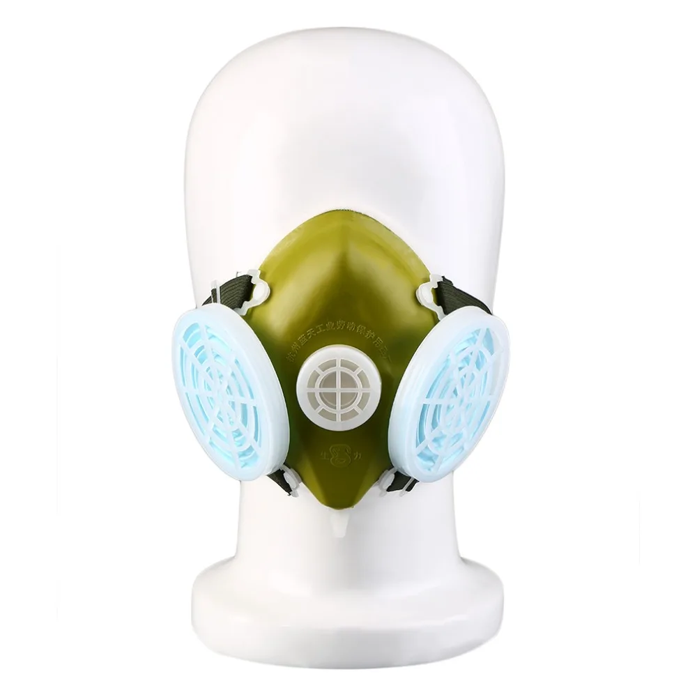 

1 Pc Dual Respirator Gas Mask Filtering Mists Metallic Fumes Anti-Dust Twin Chemical Spray Paint Headwear For Welding Grinding