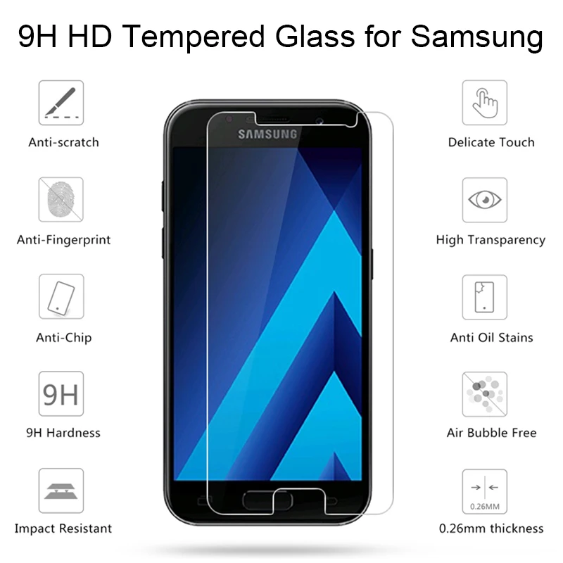 

Screen Protector Film for Samsung A7 2018 A530F A730F Protective Glass for Galaxy A7 Tempered Glass for Samsung A3 2016 A5 2017