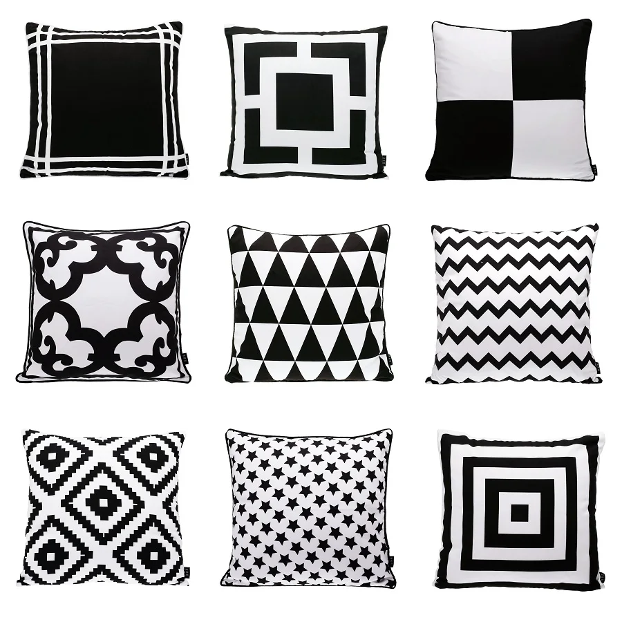 

Scandinavian Cushions Cover Home Decor Black White Decorative Pillows Cases Geometric Stripe Plaid Cushion Cover Velvet Cushion