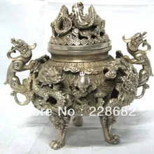 Рождественские украшения для дома+ азиатские антикварные тибетские серебряные драконы ладан горелка Cense